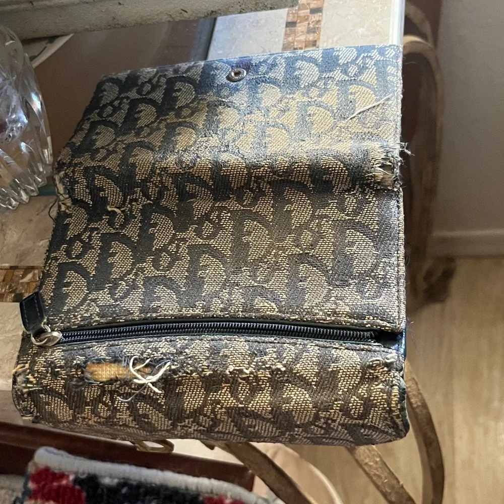 Dior trotter saddle style denim look Rehab Clutch wallet with original charm